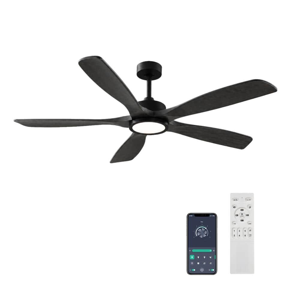 60 in. LED Indoor Black Downrod Modern Ceiling Fan with Light Kit, Remote/APP Controls price history on PriceWatchPro