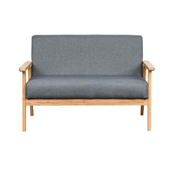 Benjara 45 in. Gray and Brown With back Bedroom Bench with Wooden Frame