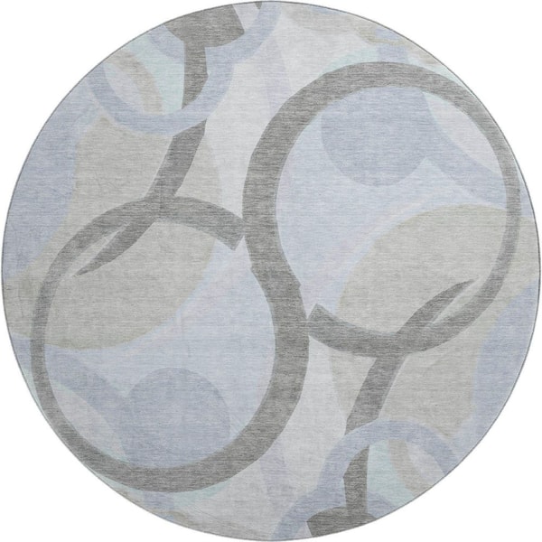 Mayfield Premium Machine Washable Abstract AMF2168 Taupe 8 ft. x 8 ft. Round Rug