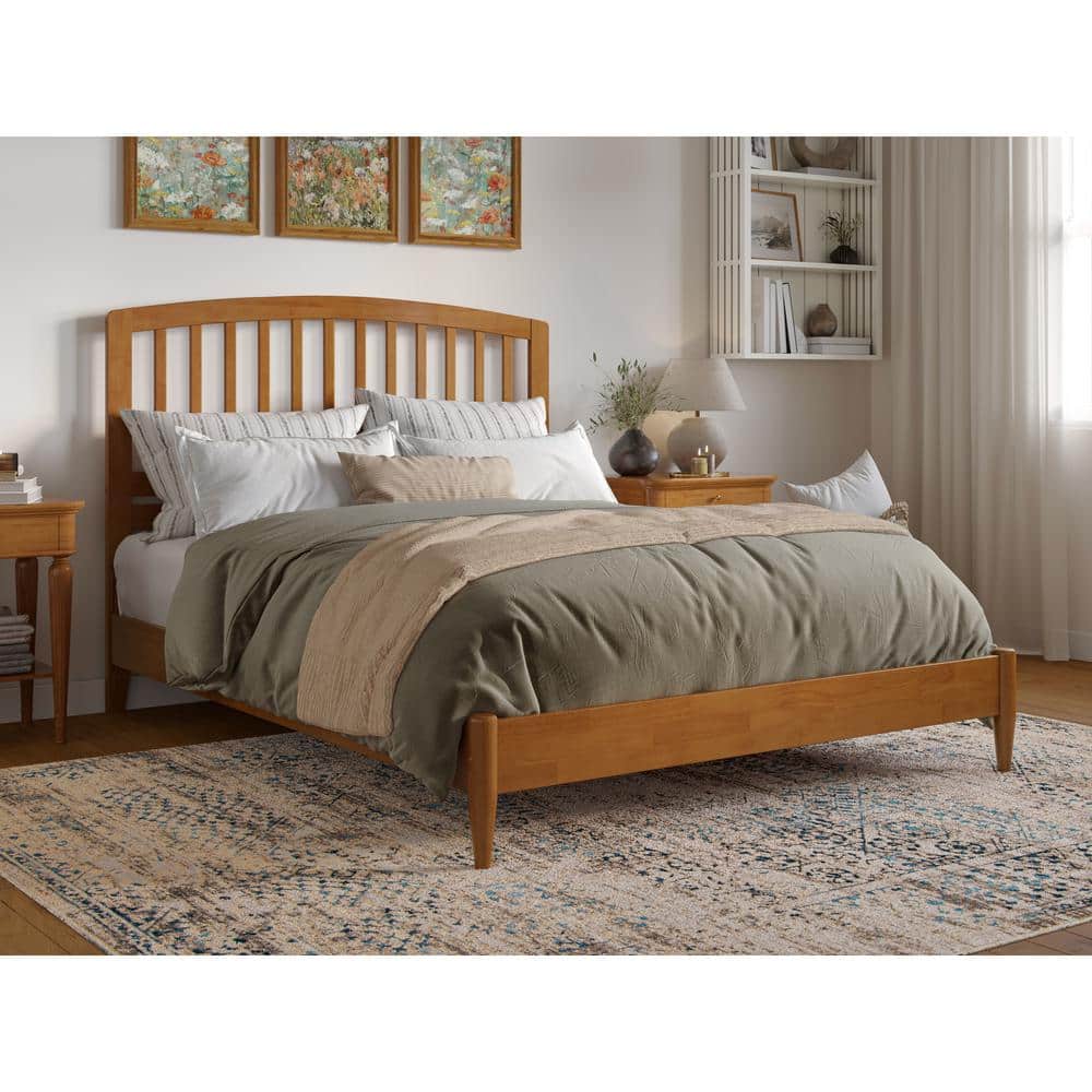 Quincy Light Toffee Queen Wood Platform Bed with Slats