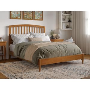 Quincy Light Toffee Natural Bronze Solid Wood Frame Queen Low Profile Platform Bed