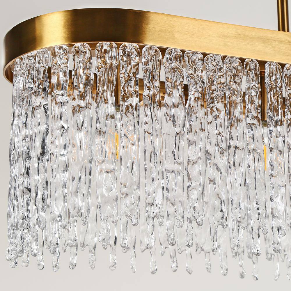 Gold and Clear Glass 5-Light Kitchen Island Chandelier