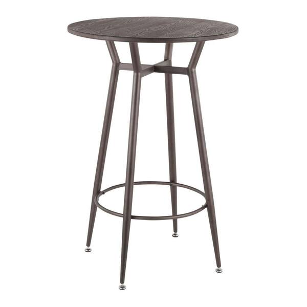 Lumisource Clara Industrial Round Antique Metal and Espresso Wood Bar Table