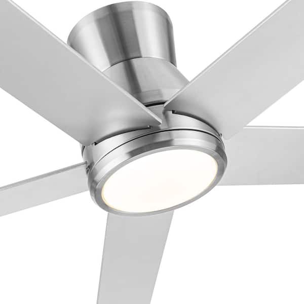 52 in. Indoor Brushed Nickel 5 ABS Fan Blades Flush Mount Standard Ceiling Fan with Remote and Reversible DC Motor