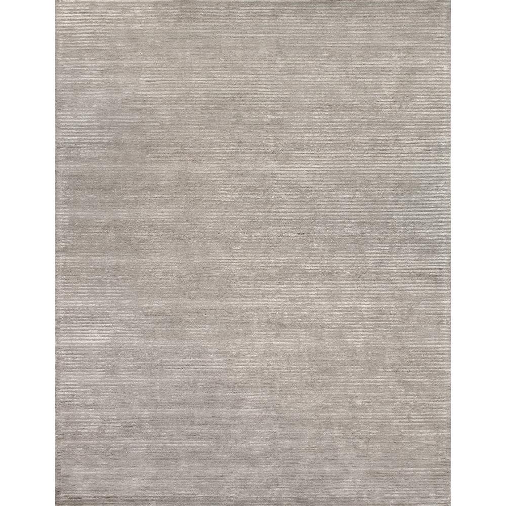Edgy Modern 9' x 12' Hand-Tufted Gray Wool & Viscose Area Rug