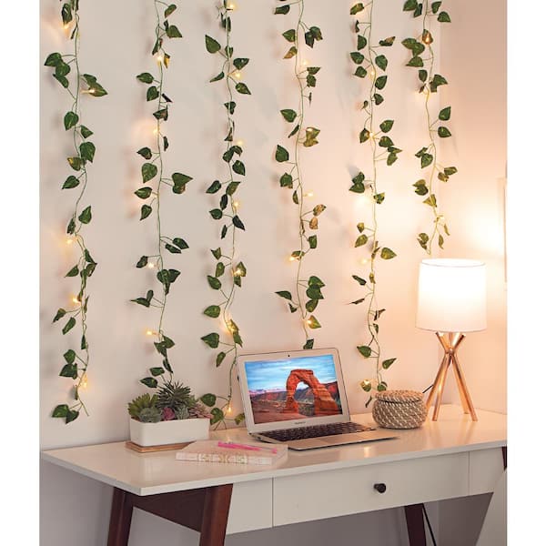 66-Light 3.5 ft. x 5 ft. Indoor Battery Operated Integrated LED Curtain Vine String Light