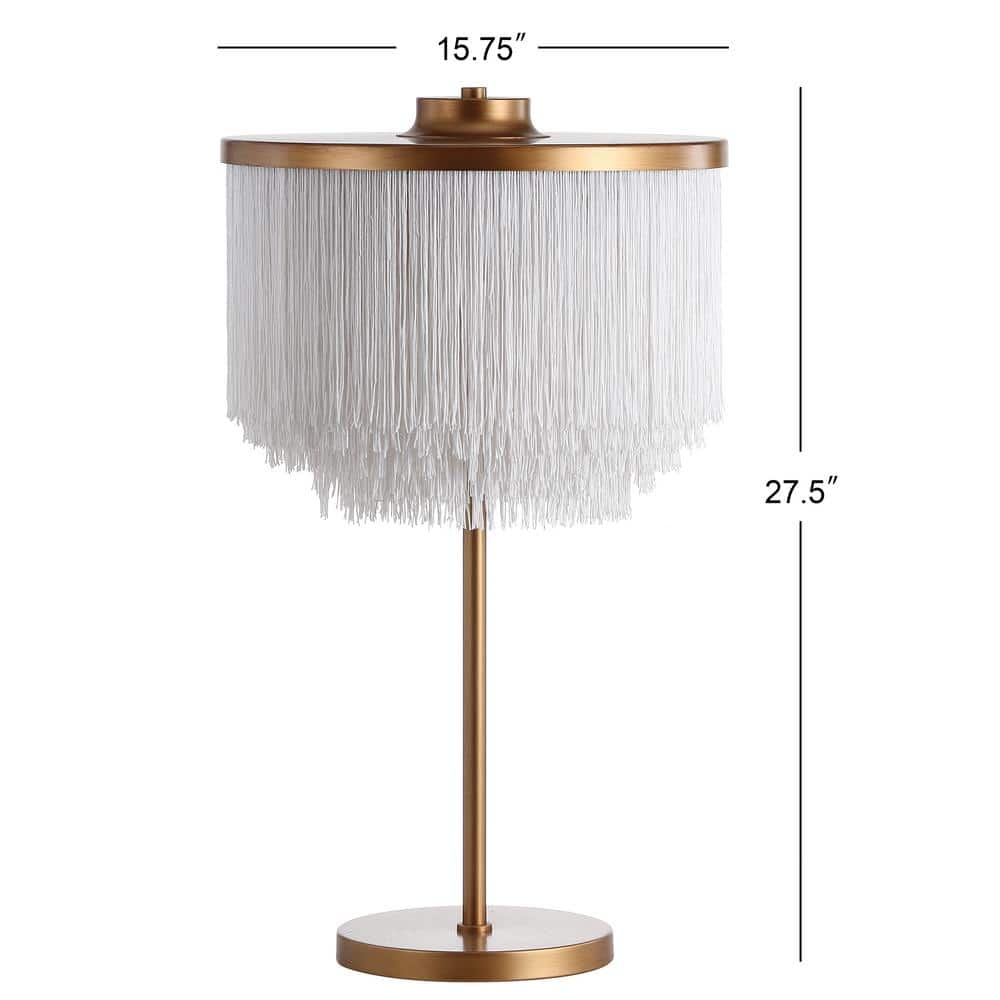 Elegant Alexa-Enabled White Tassel LED Table Lamp with Gold Base