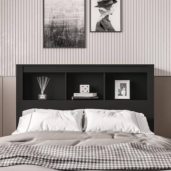 Madison Black Full-Size Bookcase Headboard
