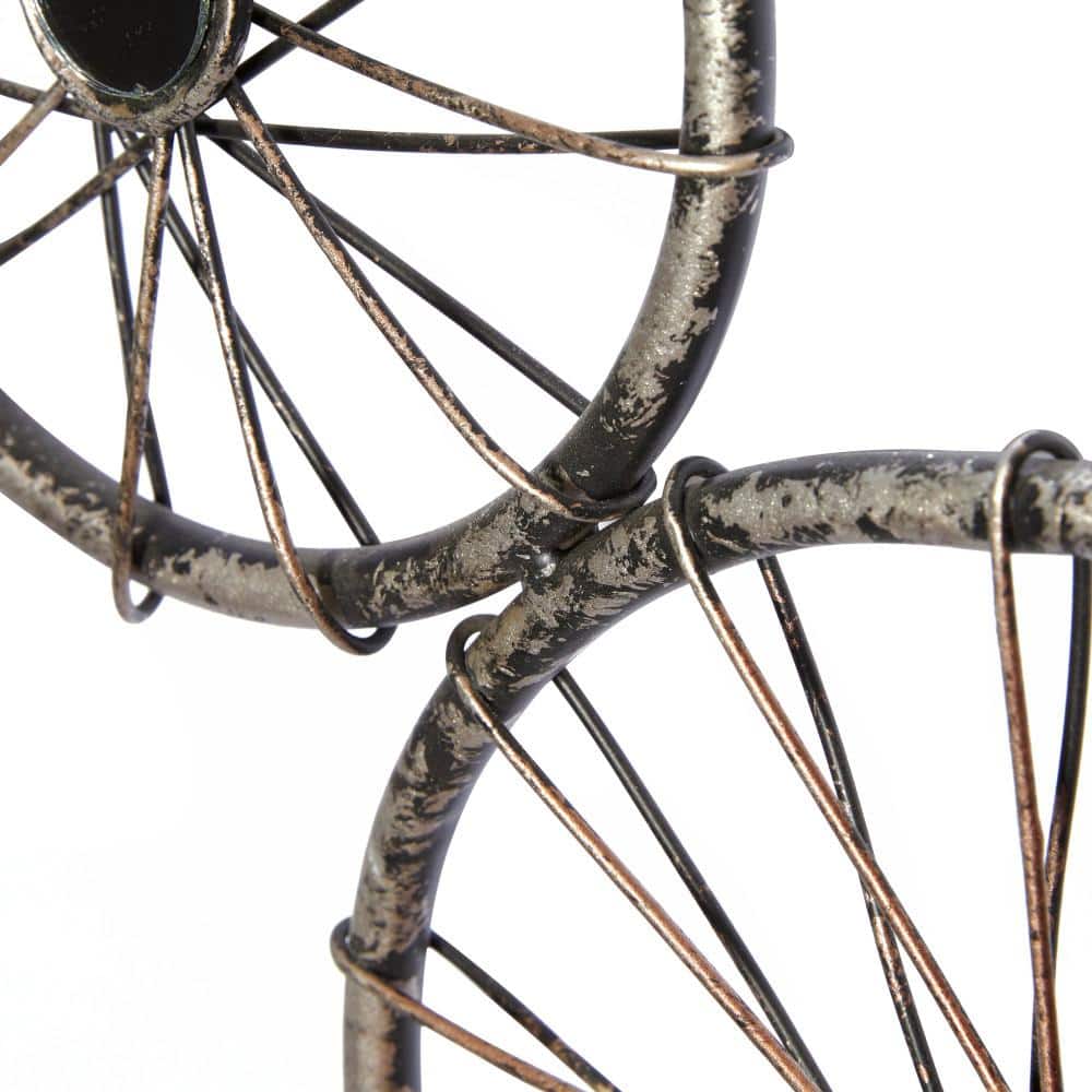 Silver Iron Circular Bicycle Wheel Mirror Sculpture