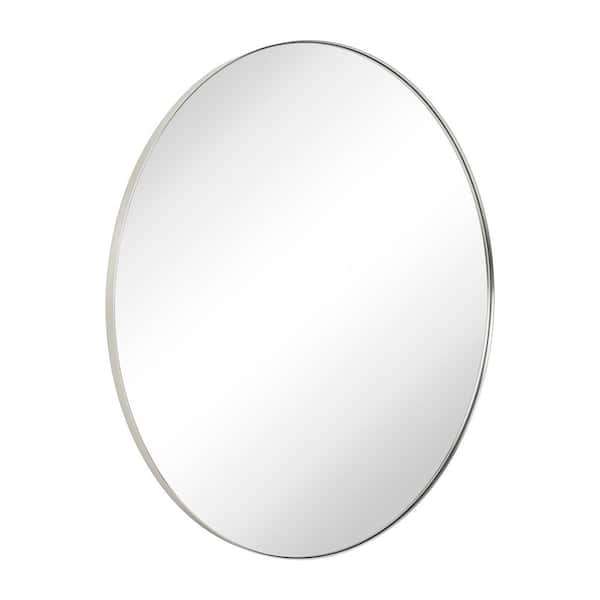 TEHOME Yolanta 40 in. W x 40 in. H Circular Round Stainless Steel Framed Wall Mounted Bathroom Vanity Mirror in Brushed Nickel