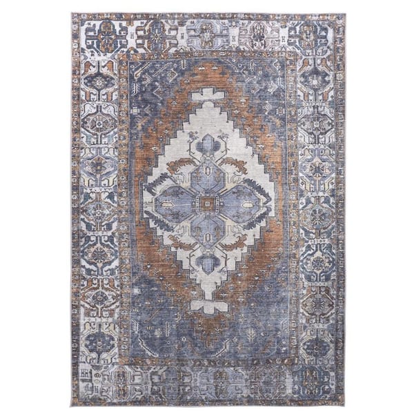HomeRoots Blue and Ivory Floral 8 ft. x 10 ft. Area Rug