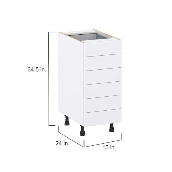 J COLLECTION Mancos Bright White Shaker Assembled Base Kitchen Cabinet with 6-Drawers (30 in. W x 34.5 in. H x 24 in. D)
