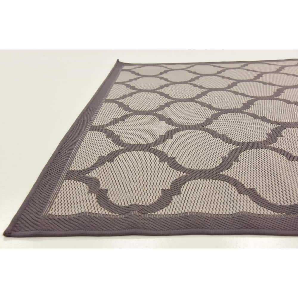 6' x 6' Square Gray Synthetic Outdoor Easy-Care Area Rug