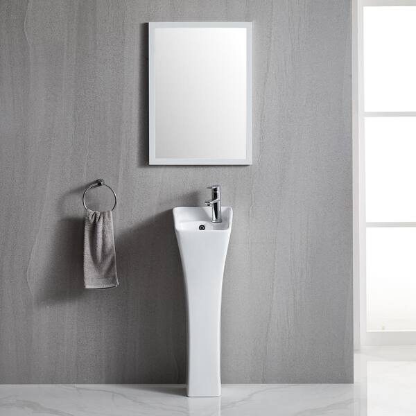 Lambagno Svelt 35 5 In Tall One Piece Small Ceramic Vessel Sink With Pop Up Drain Small Freestanding Pedestal Sink Combo L Xlc Bs 093 The Home Depot