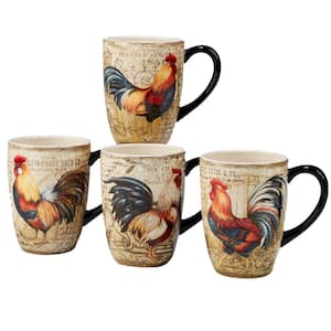 Gilded Rooster 4-Piece Multi-Colored 20 oz. Mug Set
