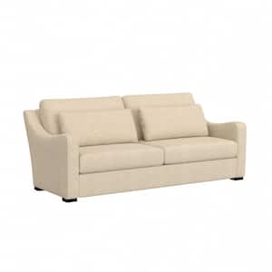 York 86.5 in. Slope Arm Polyester Casual Sofa in Beige