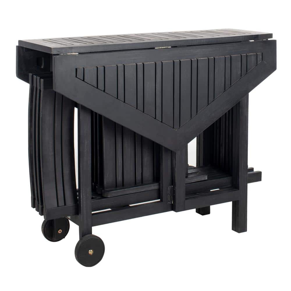 Kerman Black Acacia Wood Hexagonal Outdoor Dining Set