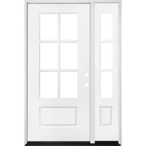 Legacy 49 in. x 80 in. 3/4-6Lite Clear Glass LHIS Primed White Finish Fiberglass Prehung Front Door w/10 in. SL