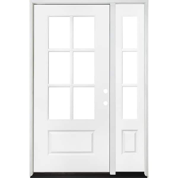 Steves & Sons Legacy 49 in. x 80 in. 3/4-6-Lite Clear Glass LHIS White Primed Fiberglass Prehung Front Door with 10 in. SL