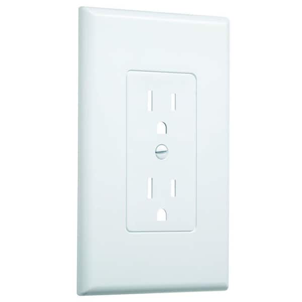TAYMAC MASQUE White Polycarbonate 1-Gang Decorator Wall Plate, Wall Outlet Cover Plate for Electrical Outlet