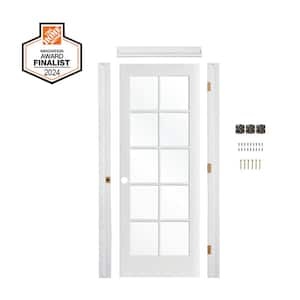 DIY RTA Kit 24 in. x 80 in. 10-Lite Right-Hand Clear Glass Solid Core MDF Primed Single Ready To Assemble Interior Door