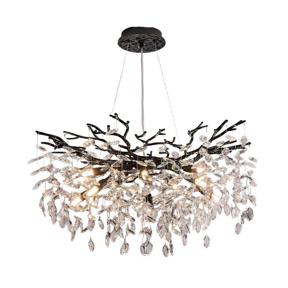 31.5 in. 10-Light Matte Black Globe Crystal Chandelier, Modern Crystal Pendant Light for Kitchen Island, Dining Room price history on PriceWatchPro
