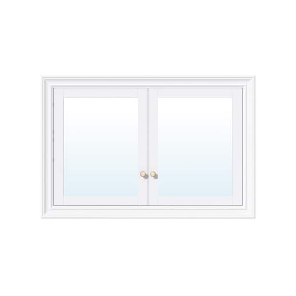 WELLFOR 48 in. W x 32 in. H Rectangular Solid Wood Recessed Medicine Cabinet with Mirror