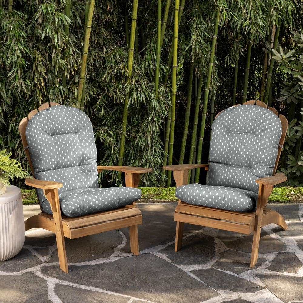Stone Grey Dot Bamboo Viscose and Polyester Adirondack Chair Cushions, Set of 2