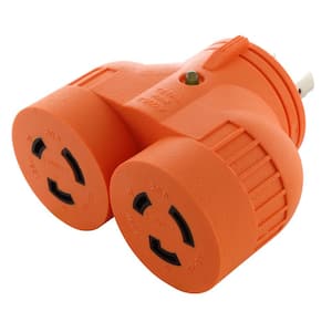 Power Tool V-Duo Outlet Adapter L5-20P 20 Amp 3-Prong Plug to Two 20 Amp L5-20R 3-Prong Outlets