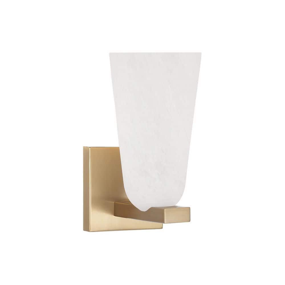 Romy 4.75 in. 1-Light Matte Brass Sconce with Faux Alabaster Glass price history on PriceWatchPro
