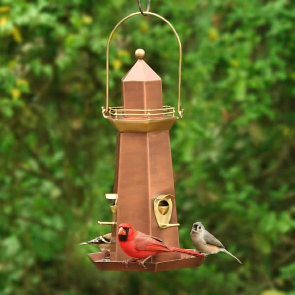 Good Directions Copper and Brass Lighthouse Bird Feeder – Extra-Large 5 lb.  Seed Capacity BF302VB - The Home Depot