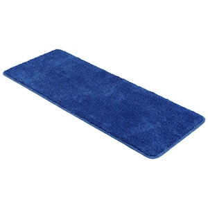 Runner 20 in. x 48 in. Solid Royal Blue Polyester Microfiber Rectangular Bath Runner Rug