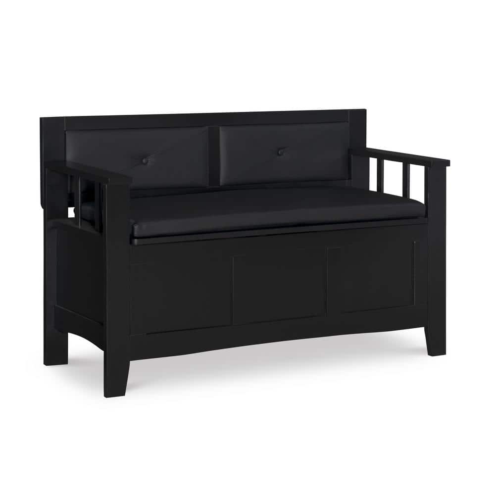 Carlton Black Storage Bench with Back 44.5 in.