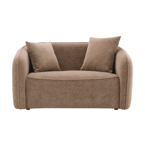 Sam 35 in. Brown Chenille Loveseat w/ 2-Pillows