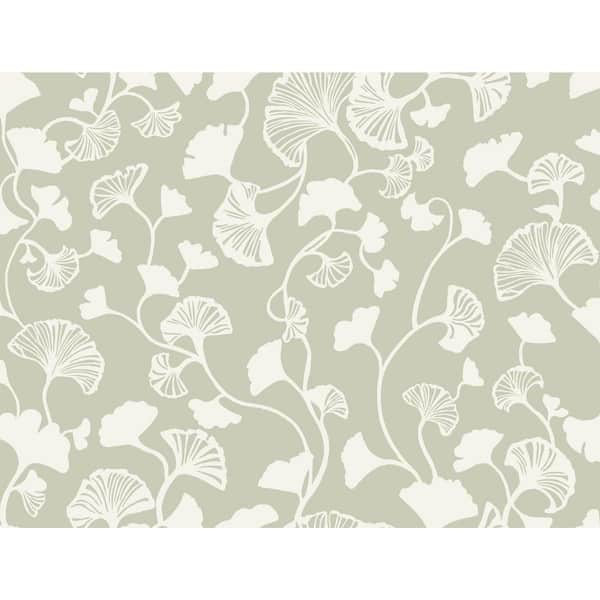 York Wallcoverings Green Gingko Trail Unpasted Paper Matte Wallpaper, 27 in. by 27 ft.