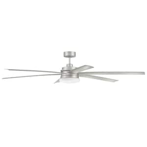 Chillz 72 in. Indoor/Outdoor Dual Mount Painted Nickel Ceiling Fan, Smart Wi-Fi Enabled Remote and Integrated LED Light
