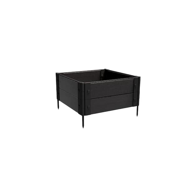 Natures Composites Composite Gardening Square Raised Garden Bed (2 ft. L x 2 ft. W x 12 in. H) Raven (Black) Shallow Rooted Plants