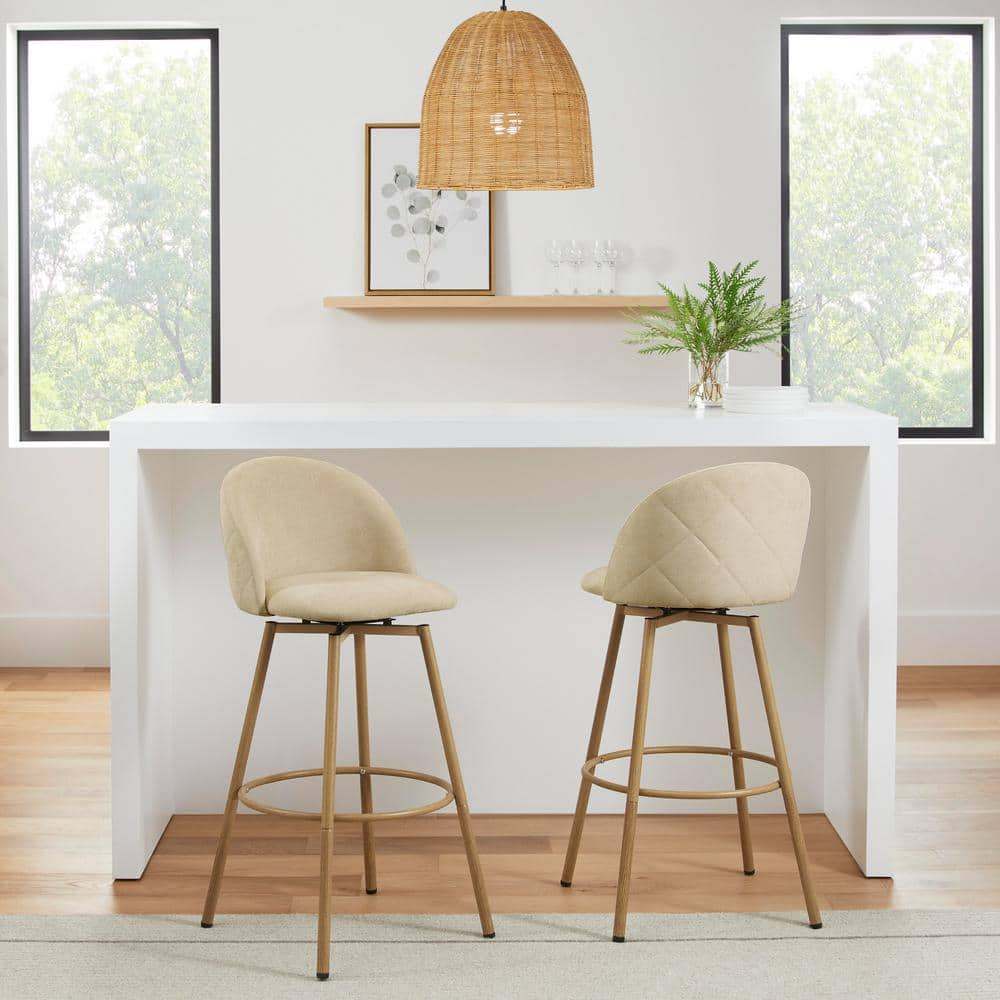 Beige upholstered deals counter stools