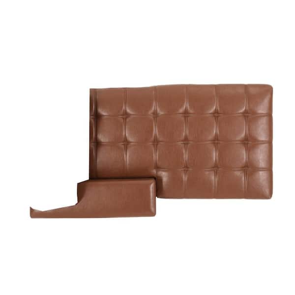 Noble House Berkamn 34.5 in Square ArmFaux Leather Sectional Sofa Chaise Lounge Armrest and Seat Base in Cognac Brown and Dark Brown