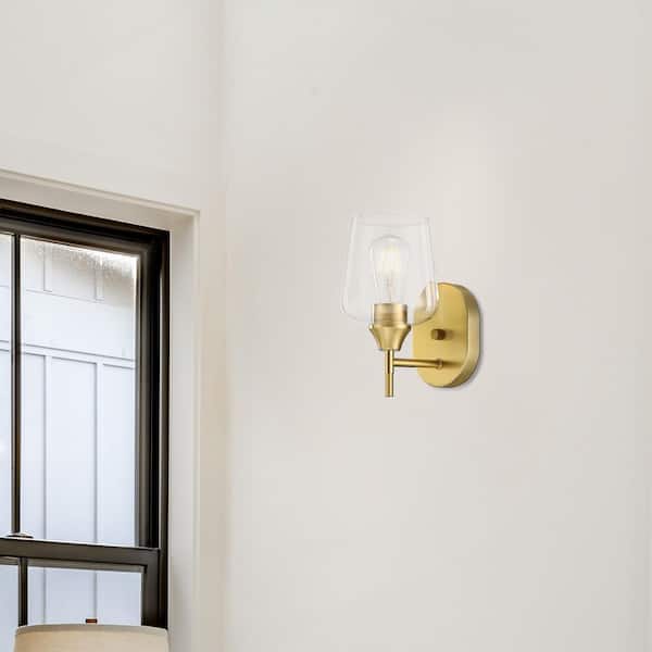 Pavlen 5.5 in. 1-Light Antique Brass Wall Sconce Light for Bedrooms and Bathrooms