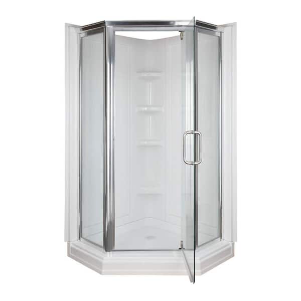 Unbranded 42 in. W x 42 in. H x 72 in. 2-Piece Neo-Angle Pivot Framed Corner Shower Enclosure in Chrome