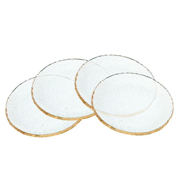 Godinger 7 in. Harper Crystal Dessert Plates with Gold Trim (Set of 4)
