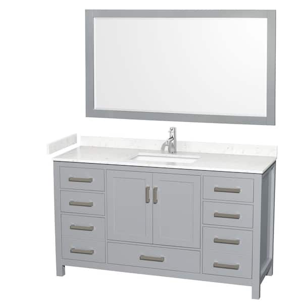 Wyndham Collection Sheffield 60-in Dark Gray Bathroom Vanity Cabinet (Mirror Included) Wyndham Collection Sheffield 60-in Dark Gray Bathroom Vanity Cabinet (Mirror Included)