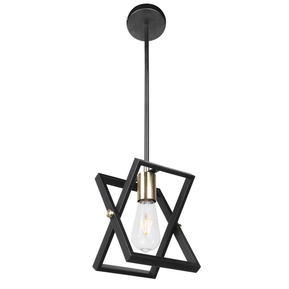 ZACHVO 1Light Black Standard Industrial Square Rectangle Adjustable Sloped Ceiling Pendant