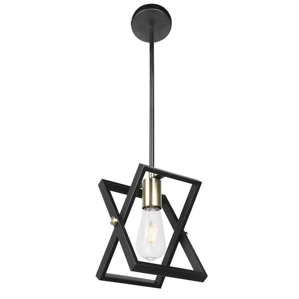ZACHVO 1-Light Black Standard Industrial Square Rectangle Adjustable Sloped Ceiling Pendant Light for Kitchen Living Hallway
