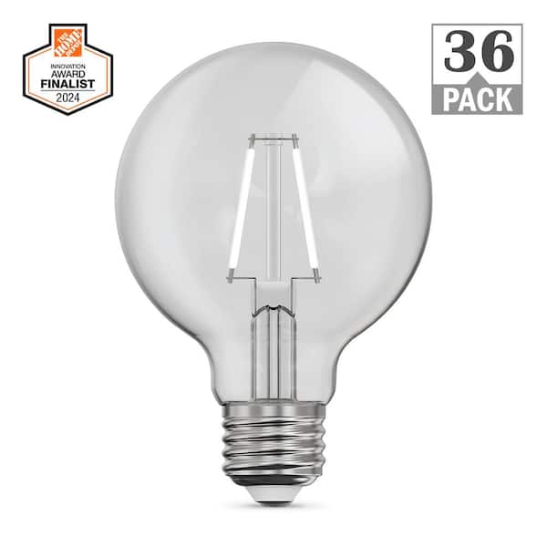 60-Watt Equivalent G25 Globe Dimmable White Filament Clear E26 LED Vintage Edison LIght Bulb, True White 3500K (36-Pack)