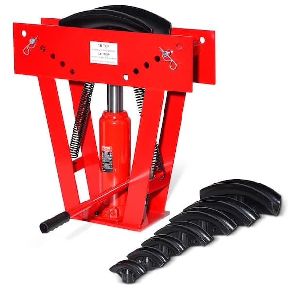 Hydraulic Pipe Bender, 16 Ton Manual Copper Exhaust Pipe Bending Machine with 8 Dies (1/2-3 in. ) and Adjustable Rollers