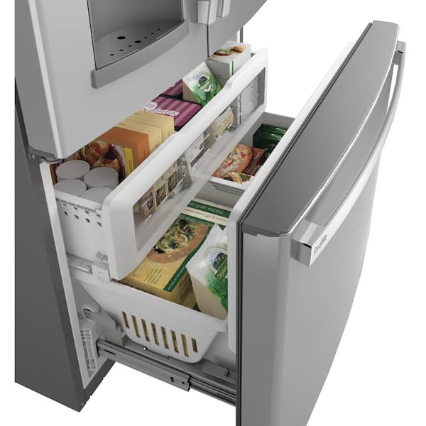 GE - Profile 22.1 cu. ft. French Door Refrigerator with Hands-Free Autofill in Stainless Steel, Counter Depth