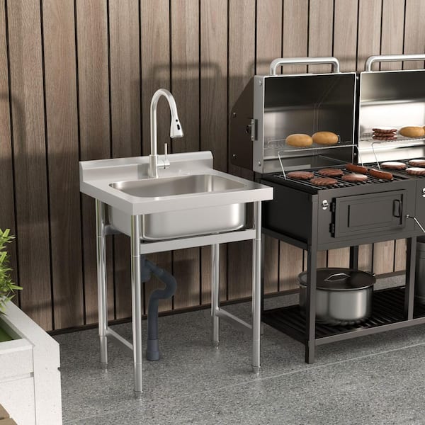 Kichae 25 in. Freestanding Stainless Steel 1-Compartment