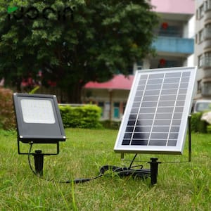 Solar Powered 6-Watt Black Outdoor Integrated LED Landscape Flood Light with Bright Selectable for Safety and Decoration